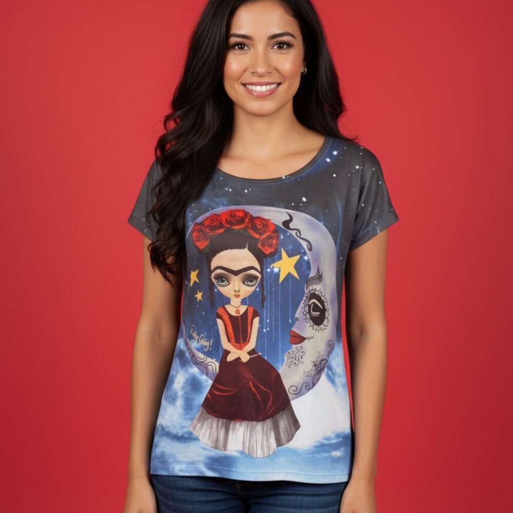 Women's iAyGuey! T-shirt Frida de la Luna Blue